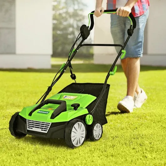 13Amp Corded Scarifier 15” Electric Lawn Dethatcher-Green
