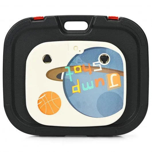 2 in 1 Kids Basketball Hoop Stand with Ring Toss and Storage Box-Black