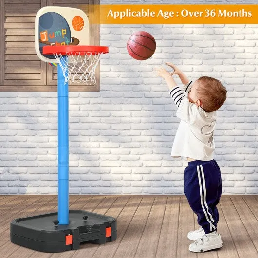 2 in 1 Kids Basketball Hoop Stand with Ring Toss and Storage Box-Black