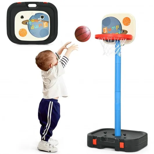 2 in 1 Kids Basketball Hoop Stand with Ring Toss and Storage Box-Black