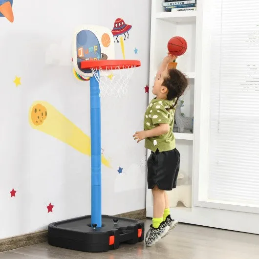 2 in 1 Kids Basketball Hoop Stand with Ring Toss and Storage Box-Black