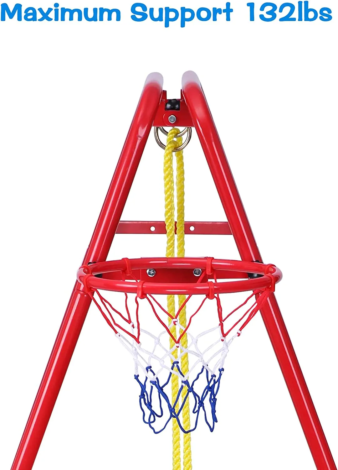 2 in 1 Metal Swing & Basketball Toddler Swing Set Kids Outdoor/Indoor Swing Seat Playset