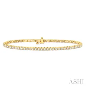 2.00 ctw Square Shape Round Cut Diamond Tennis Bracelet in 14K Yellow Gold