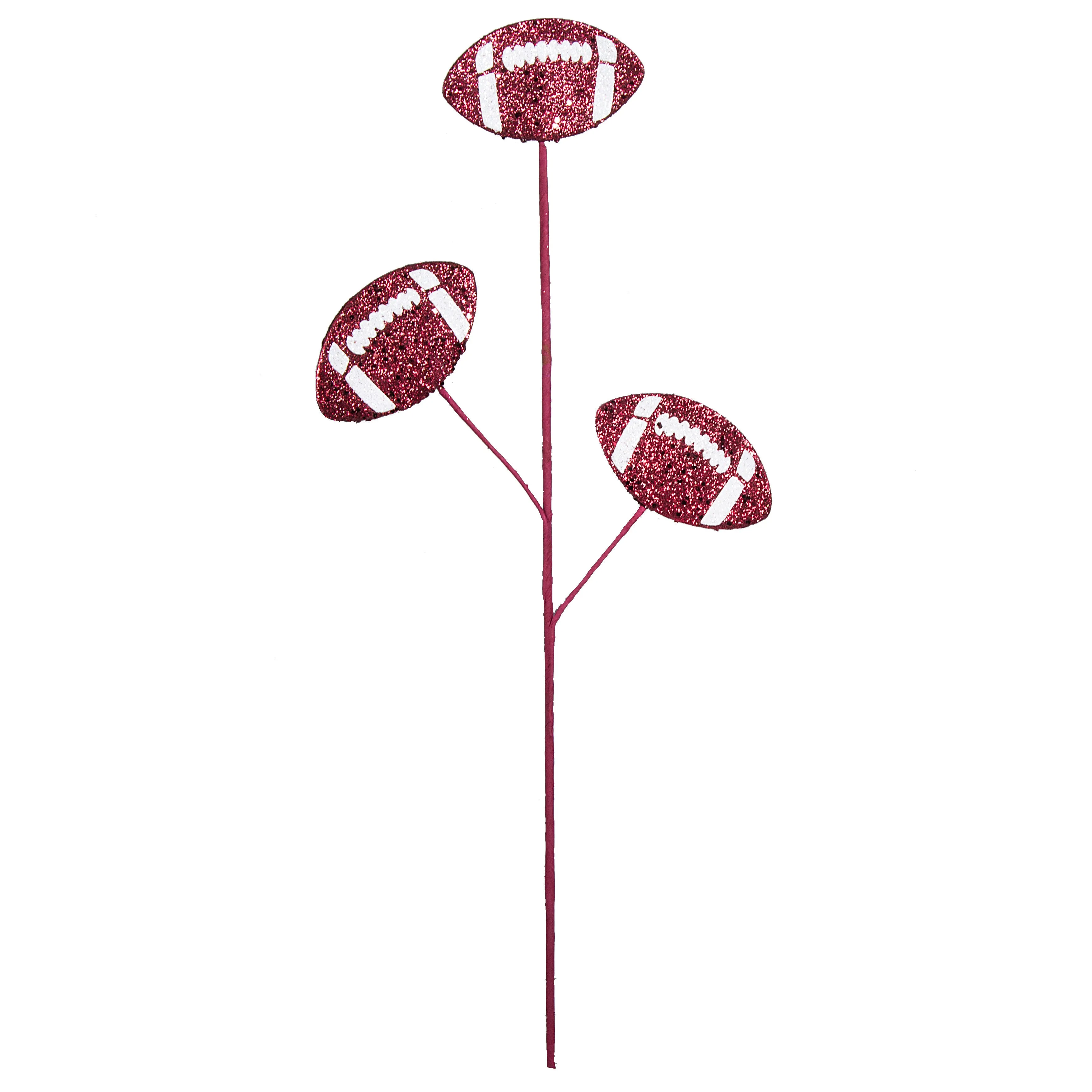 24" Glitter Triple Football Pick: Maroon & White
