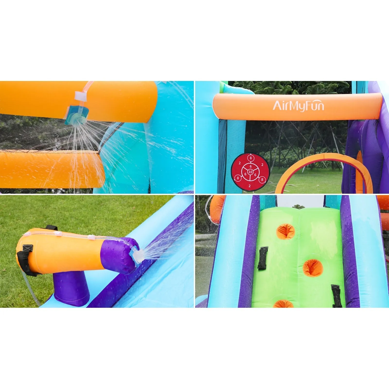 AirMyFun Inflatable WaterSlide Trampoline Castle Bounce House Splash Jumping Toy