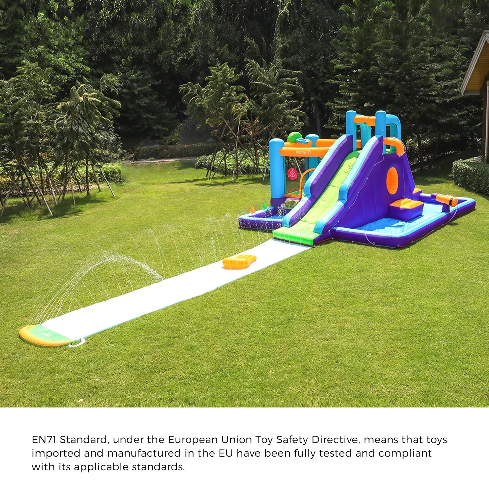 AirMyFun Inflatable WaterSlide Trampoline Castle Bounce House Splash Jumping Toy