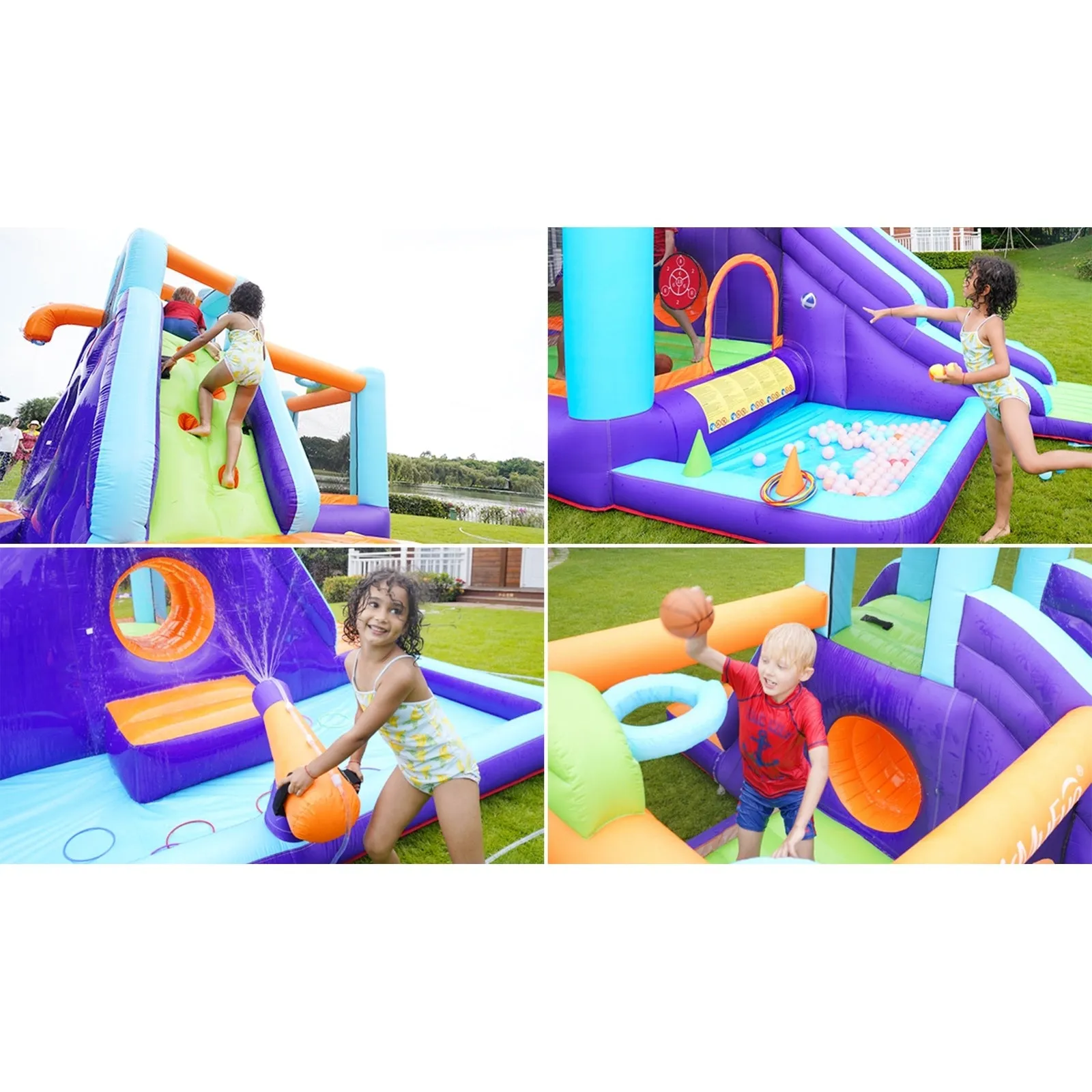 AirMyFun Inflatable WaterSlide Trampoline Castle Bounce House Splash Jumping Toy