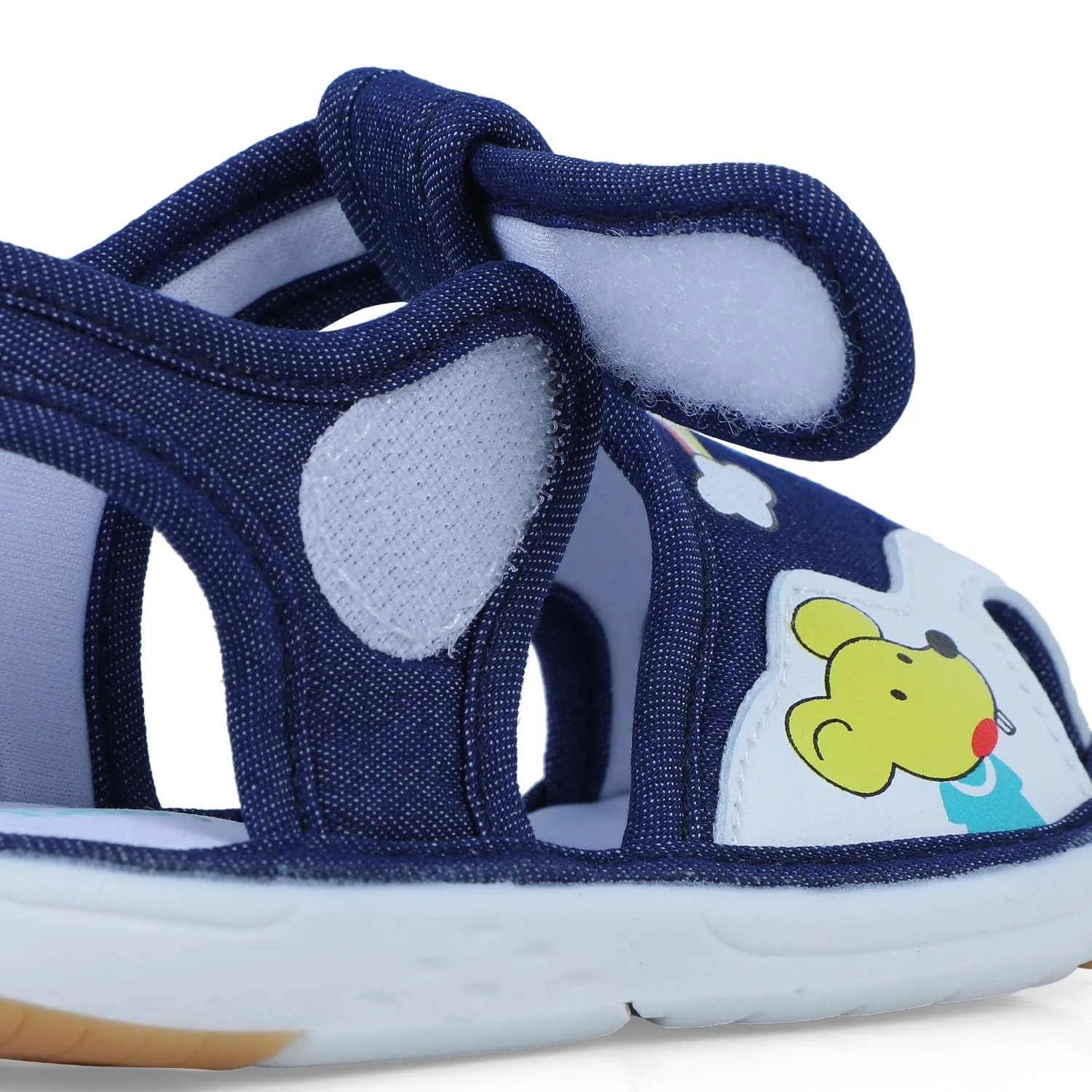 Baby Moo Rainbow Chu-Chu Sound Anti-Skid Breathable Denim Sandals - Navy Blue