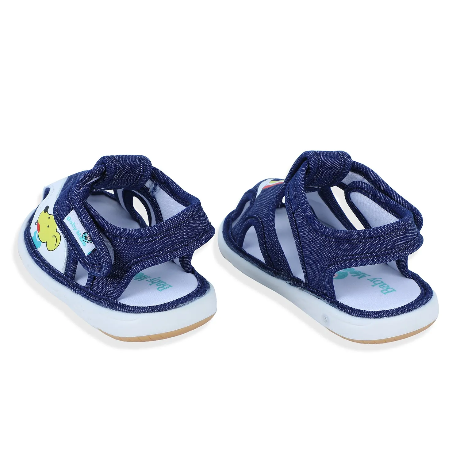 Baby Moo Rainbow Chu-Chu Sound Anti-Skid Breathable Denim Sandals - Navy Blue