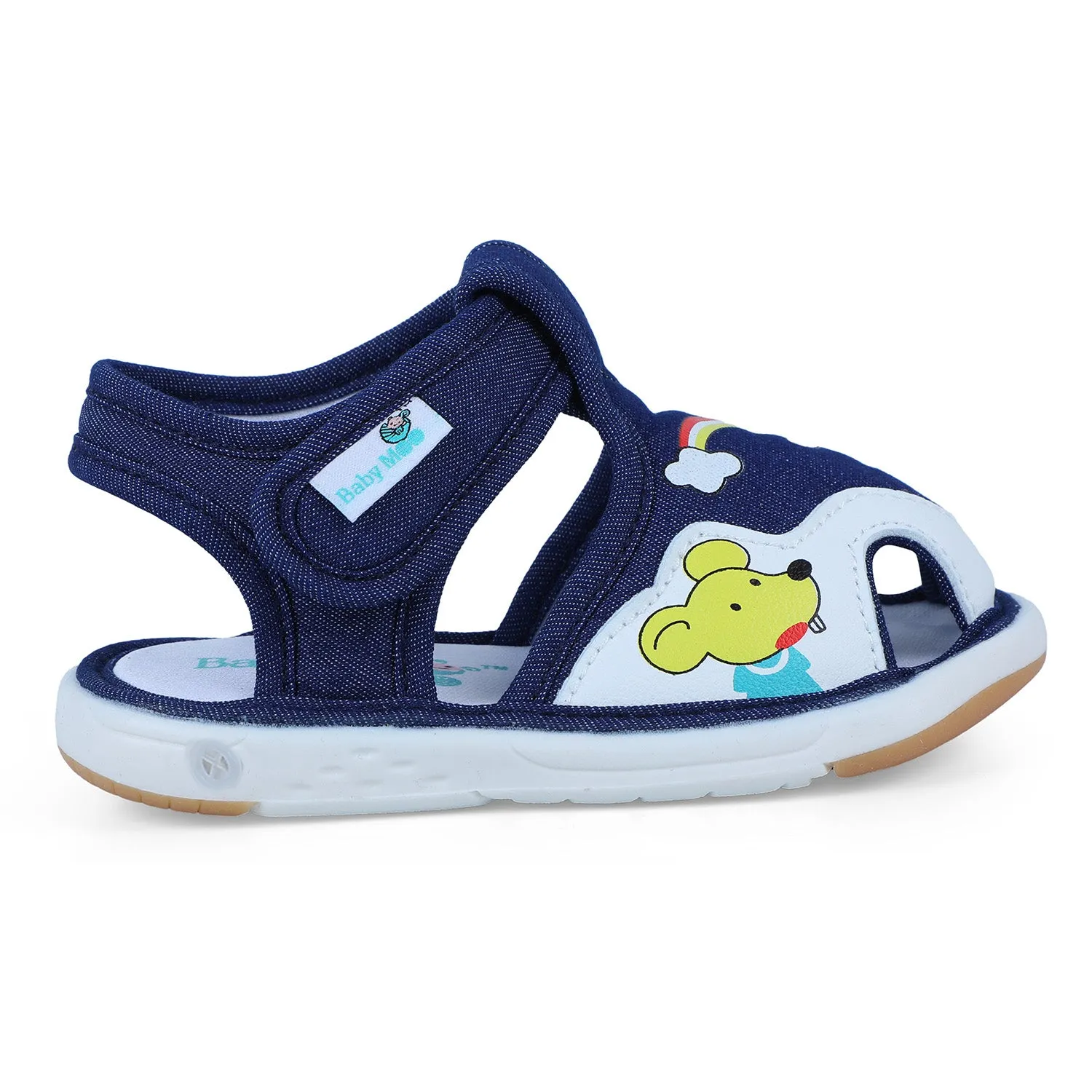 Baby Moo Rainbow Chu-Chu Sound Anti-Skid Breathable Denim Sandals - Navy Blue