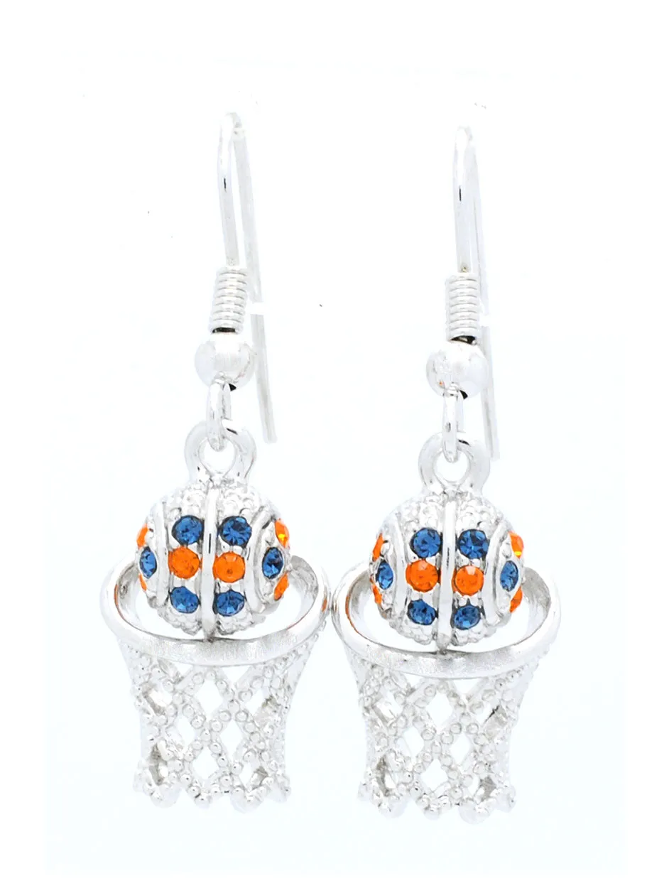 Basketball Earrings DANGLE - Orange/Navy