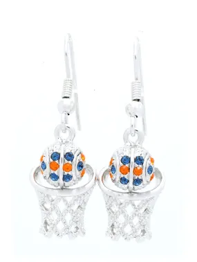 Basketball Earrings DANGLE - Orange/Navy