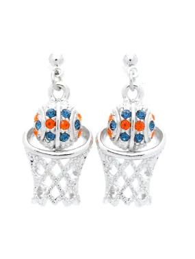 Basketball Earrings POST - Orange/Navy