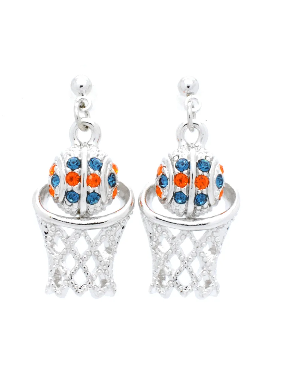 Basketball Earrings POST - Orange/Navy