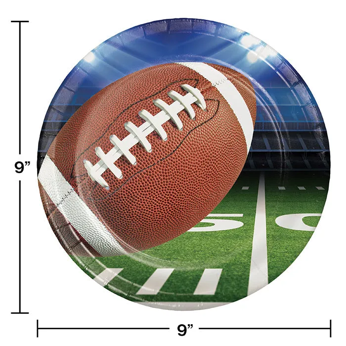 Bulk Football Party Paper Dinner Plates (96 per Case)