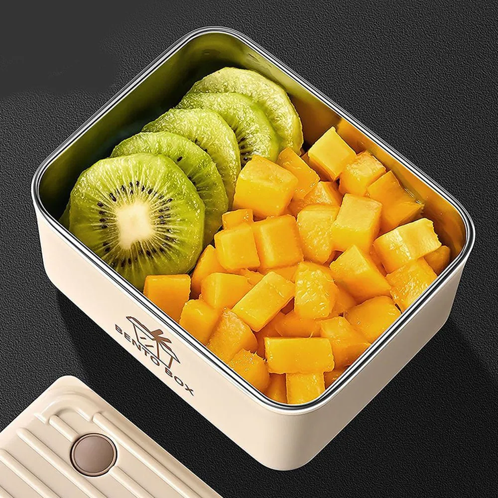 Cream 3pcs Bento Stainless Steel Lunch Box Container set with Lunch Bag