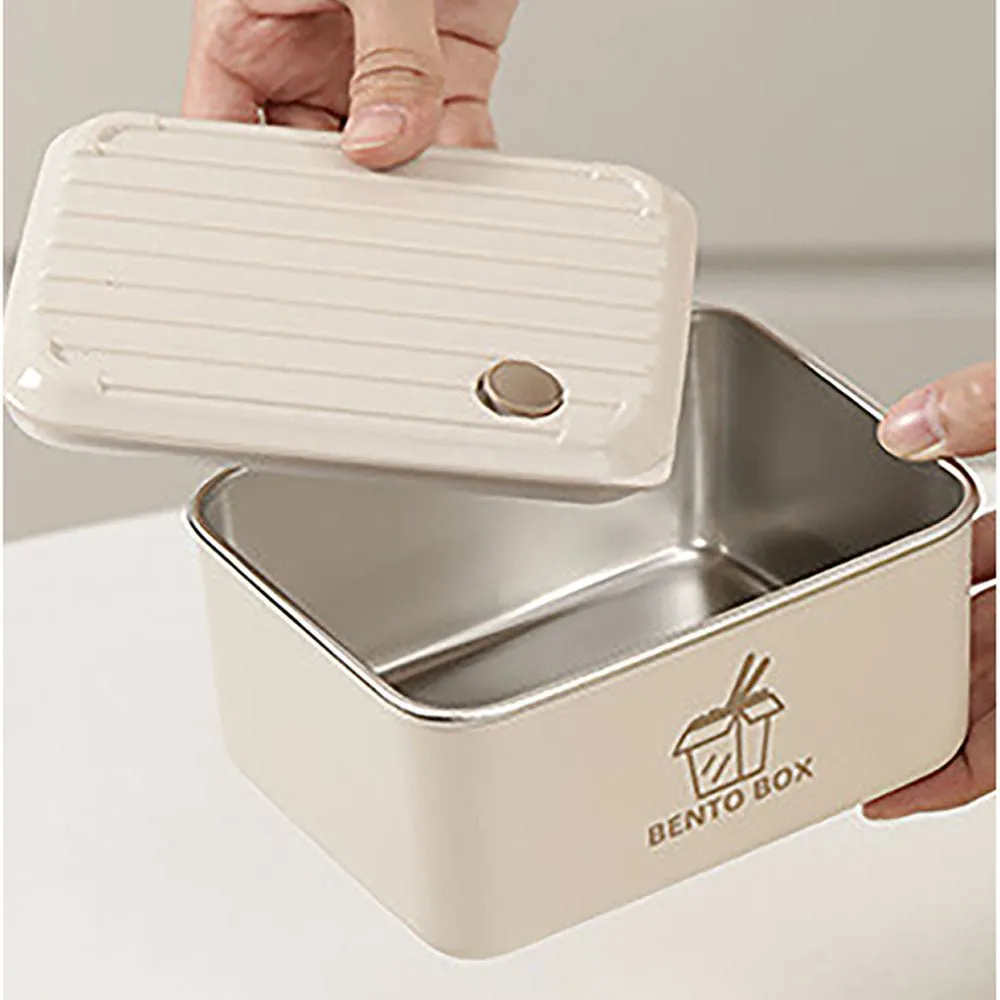Cream 3pcs Bento Stainless Steel Lunch Box Container set with Lunch Bag