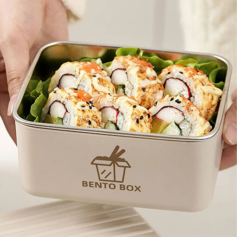 Cream 3pcs Bento Stainless Steel Lunch Box Container set with Lunch Bag