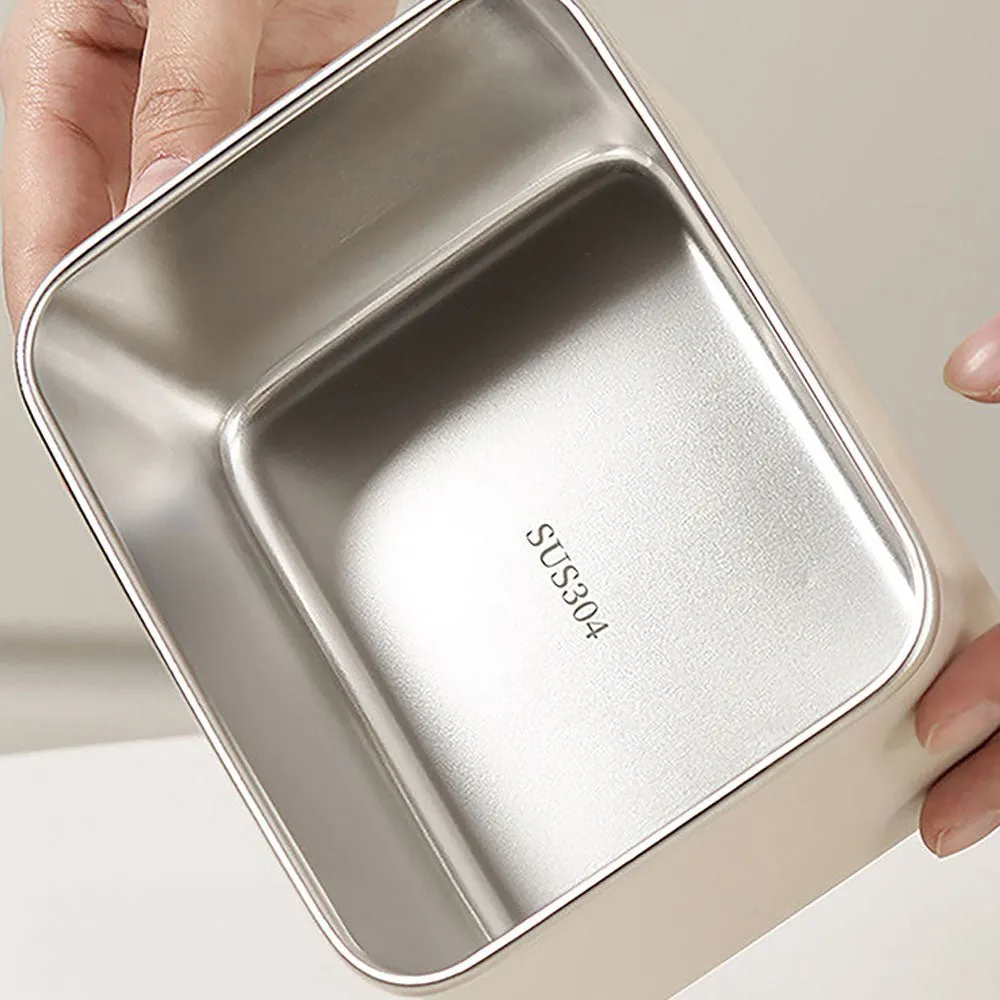 Cream 3pcs Bento Stainless Steel Lunch Box Container set with Lunch Bag