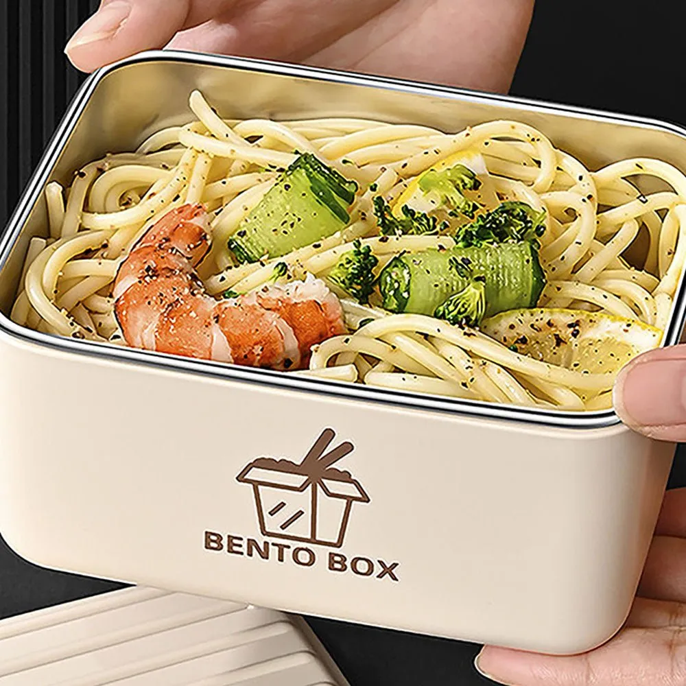Cream 3pcs Bento Stainless Steel Lunch Box Container set with Lunch Bag