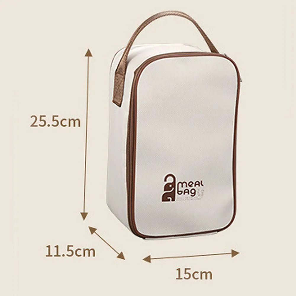 Cream 3pcs Bento Stainless Steel Lunch Box Container set with Lunch Bag