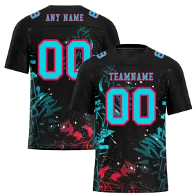 Custom Black Graffiti Pattern Aqua Personalized Authentic Football Jersey FBJ02-bc0face