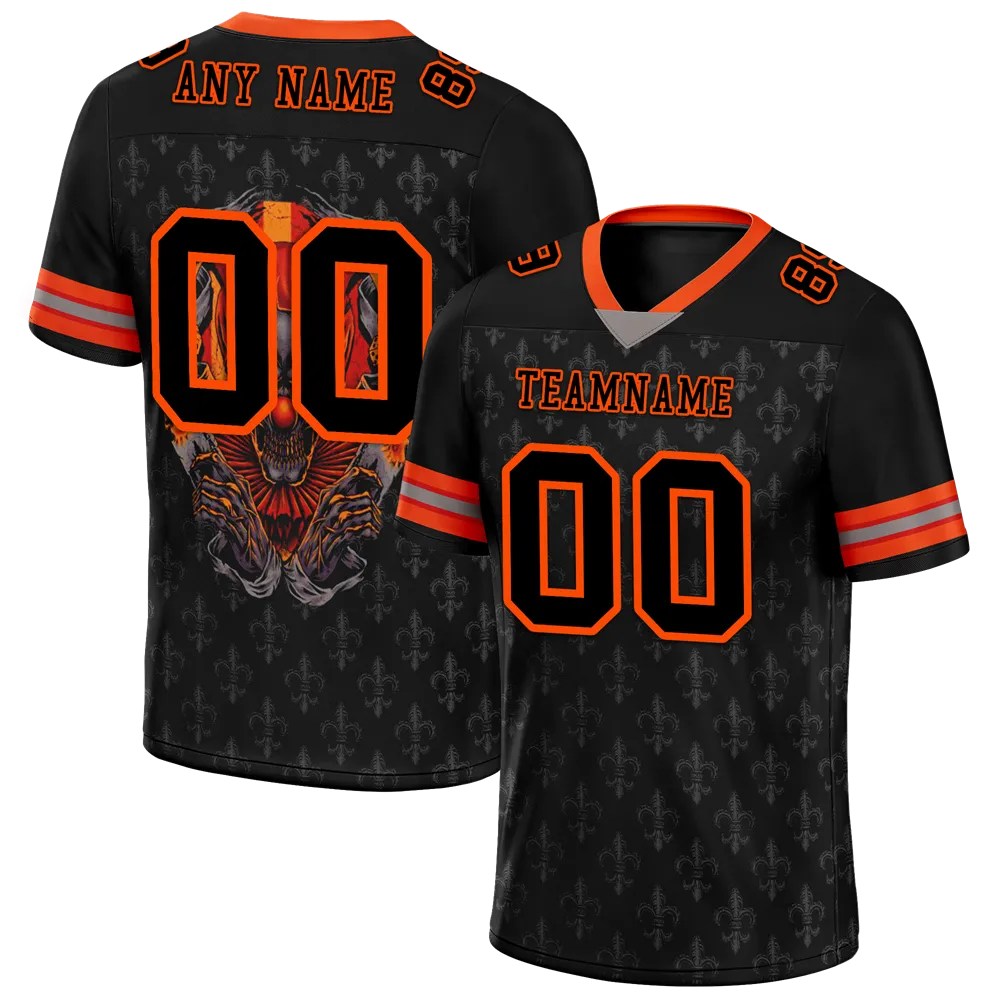 Custom Black Grey Skull Fashion Black Personalized Authentic Football Jersey FBJ02-bc0fbbd