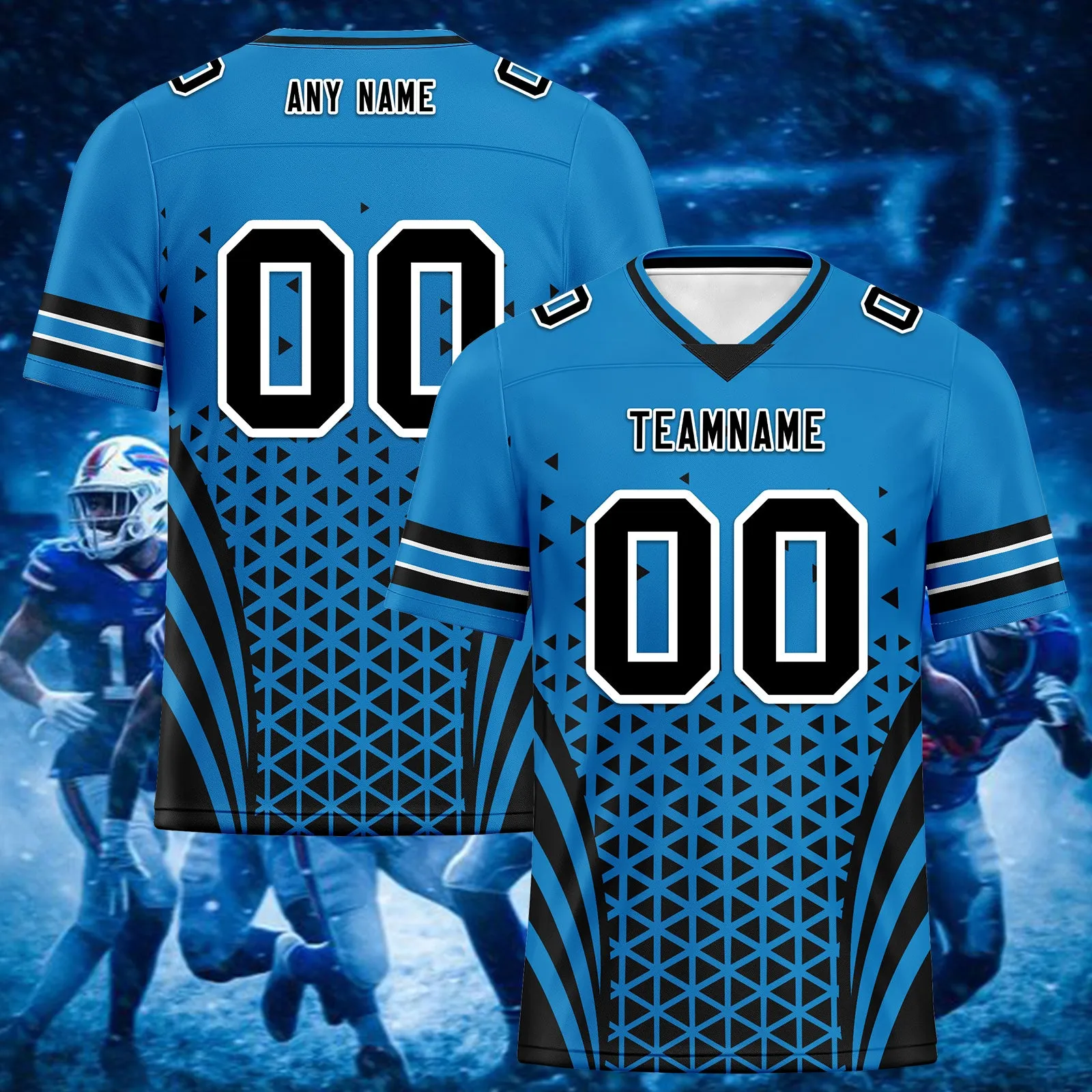 Custom Blue Black North Carolina Personalized Authentic Football Jersey FBJ02-D023033-5