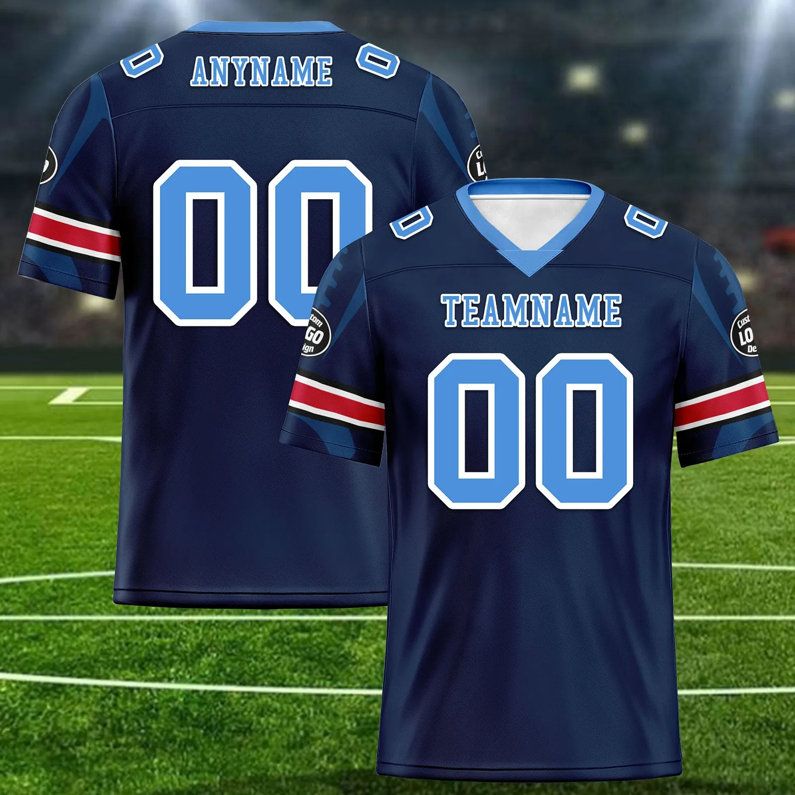 Custom Blue Tennessee Personalized Authentic Football Jersey FBJ02-D025033-32