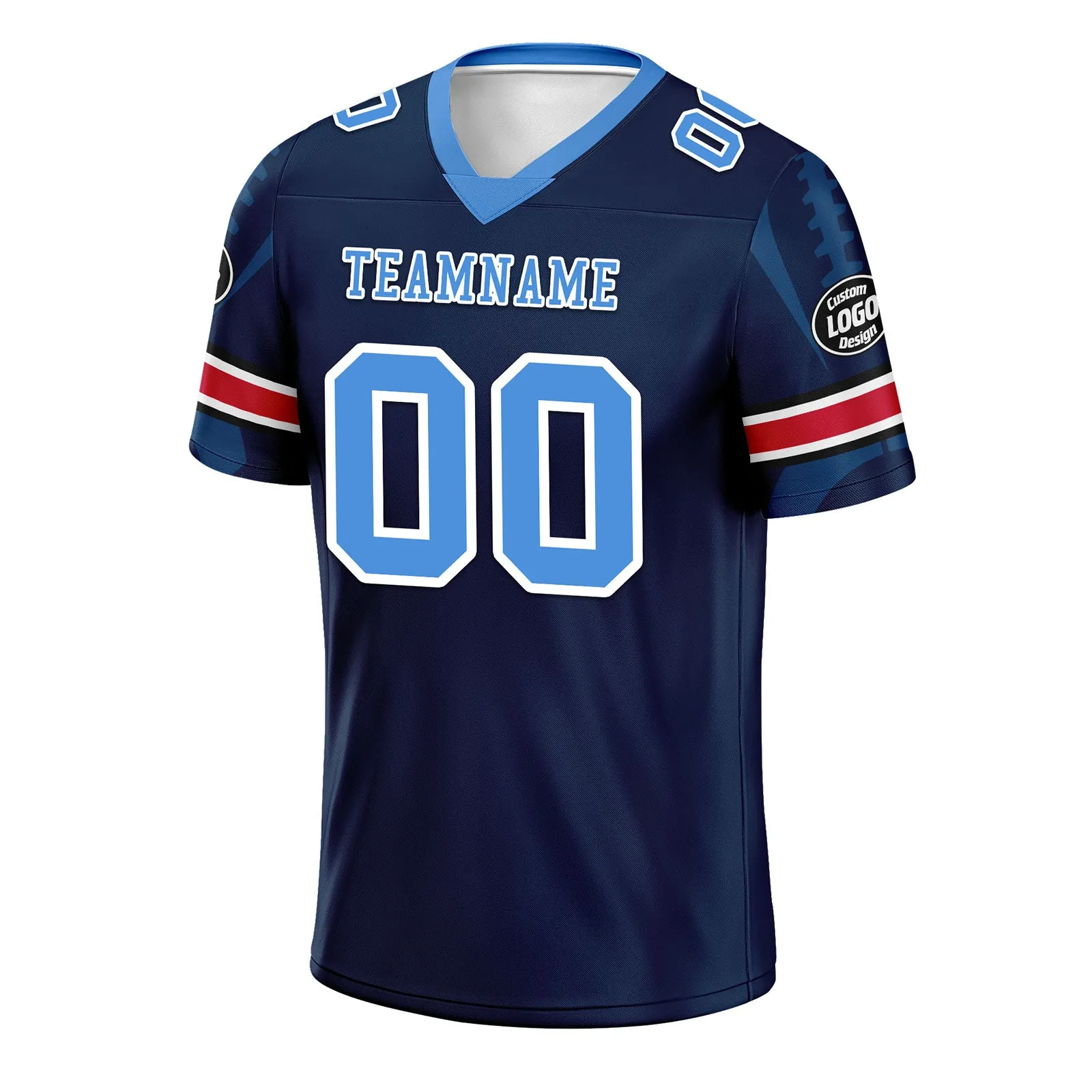 Custom Blue Tennessee Personalized Authentic Football Jersey FBJ02-D025033-32