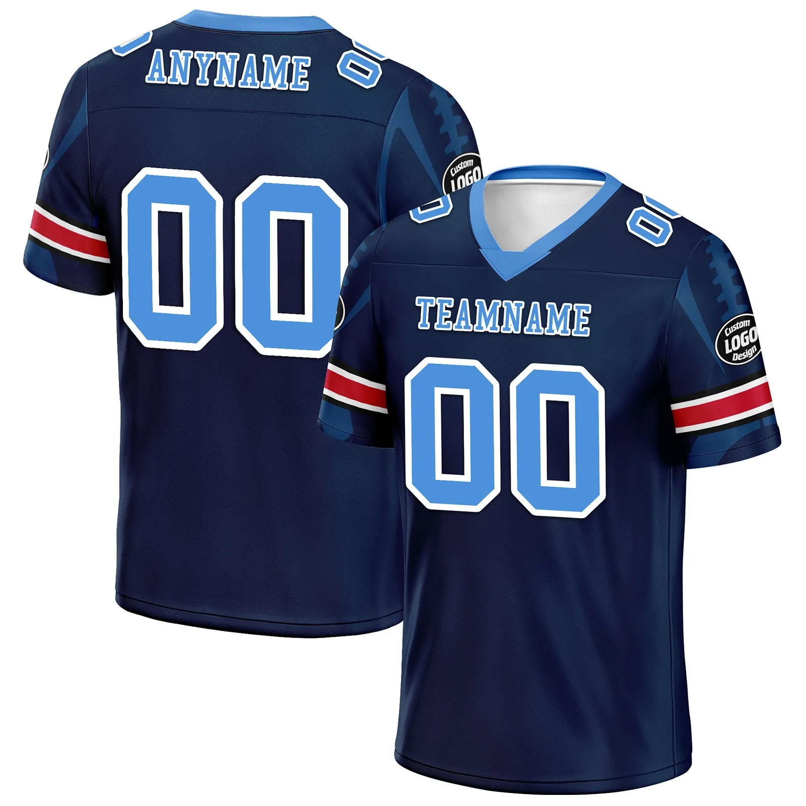 Custom Blue Tennessee Personalized Authentic Football Jersey FBJ02-D025033-32