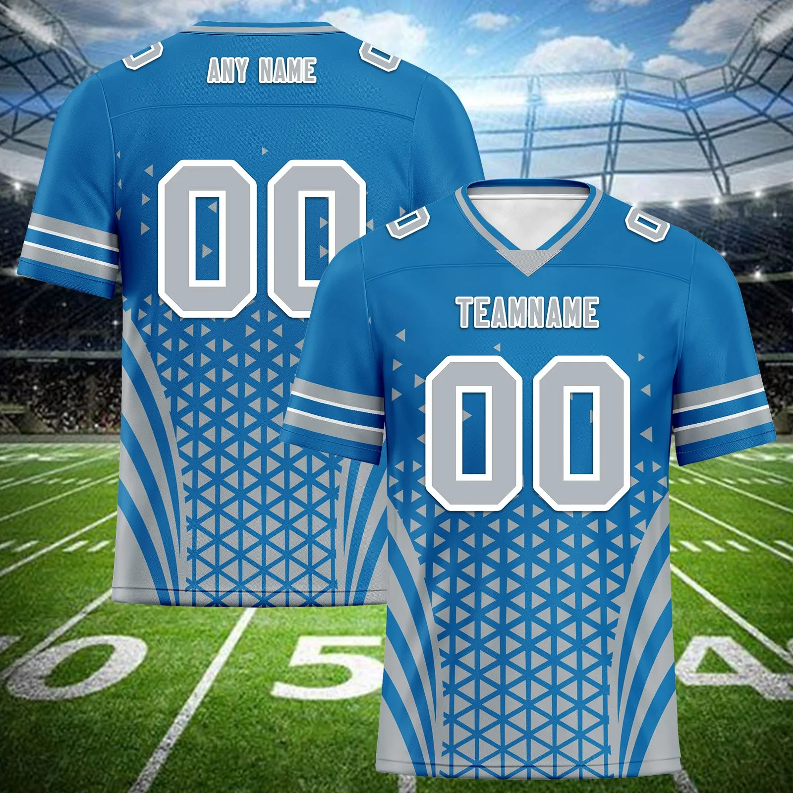Custom Blue White Michigan Personalized Authentic Football Jersey FBJ02-D023033-11