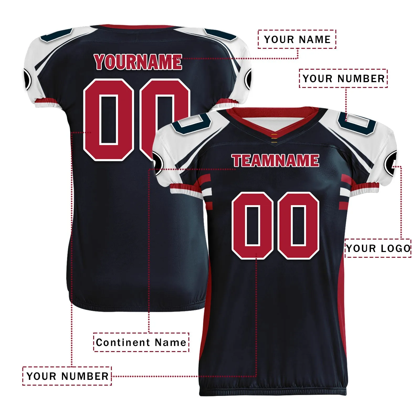 Custom Blue White Texas High-Performance American Football Jersey FBJ06-D023001-12
