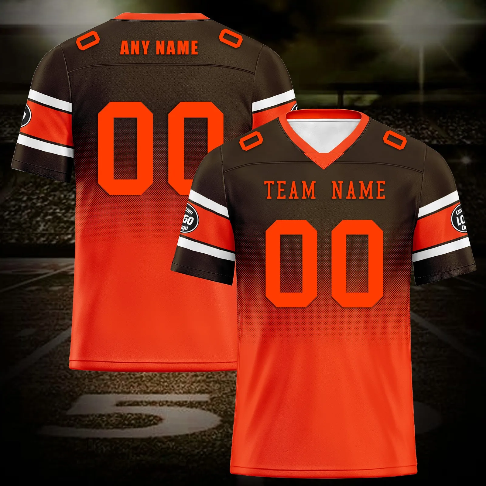Custom Brown Orange Cleveland Personalized Authentic Football Jersey FBJ02-D020249-8