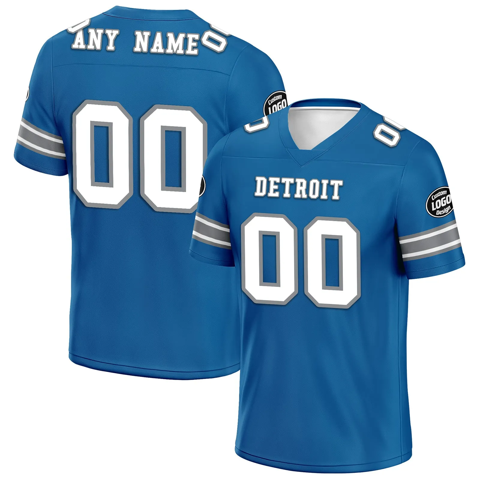 Custom Bule Detroit Personalized Authentic Football Jersey FBJ02-D020256-6