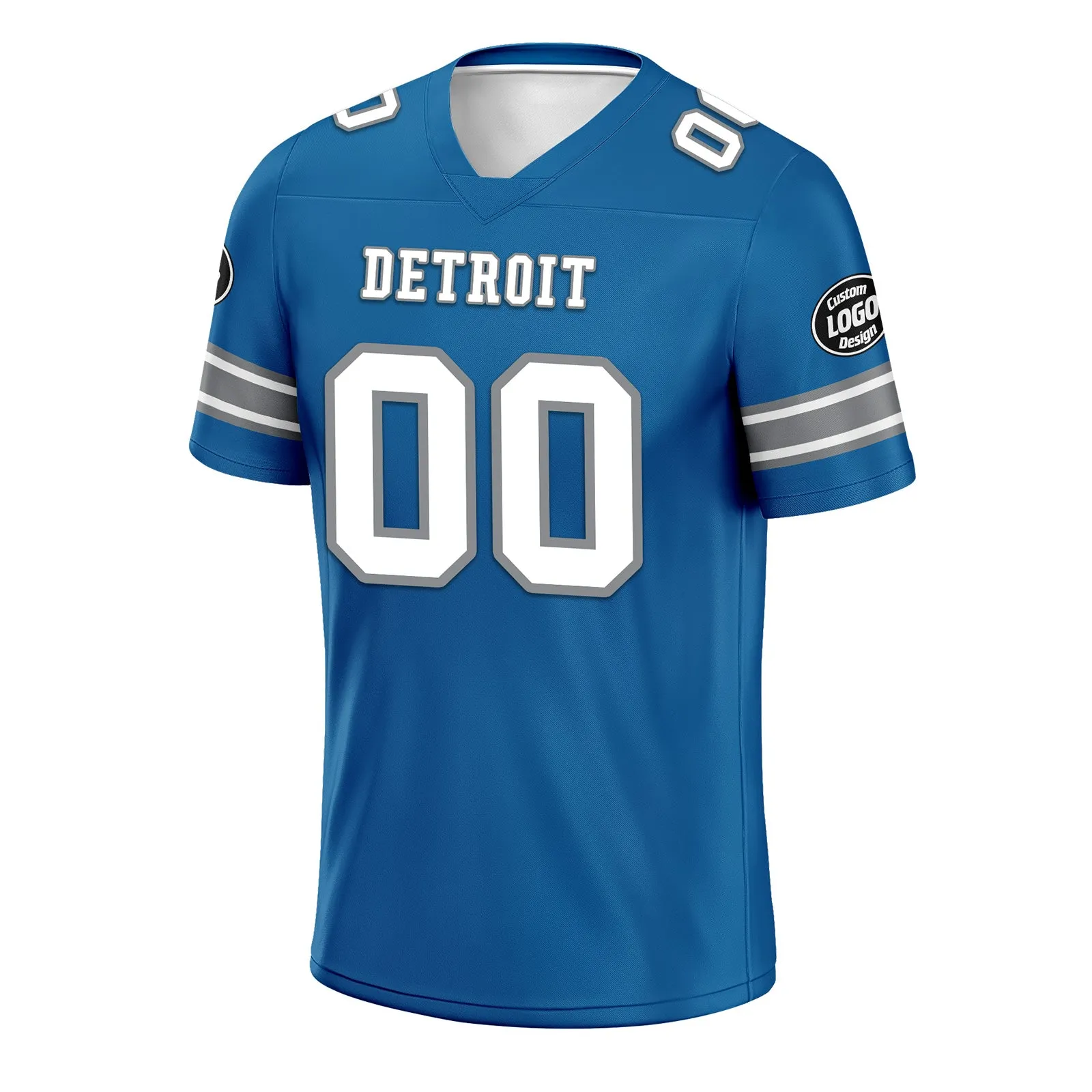 Custom Bule Detroit Personalized Authentic Football Jersey FBJ02-D020256-6