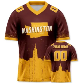 Custom Football Jersey Washington Commanders City Map Graffiti Shirt Unisex Personalized Name and Number for Men Women Youth Football Fans Gift