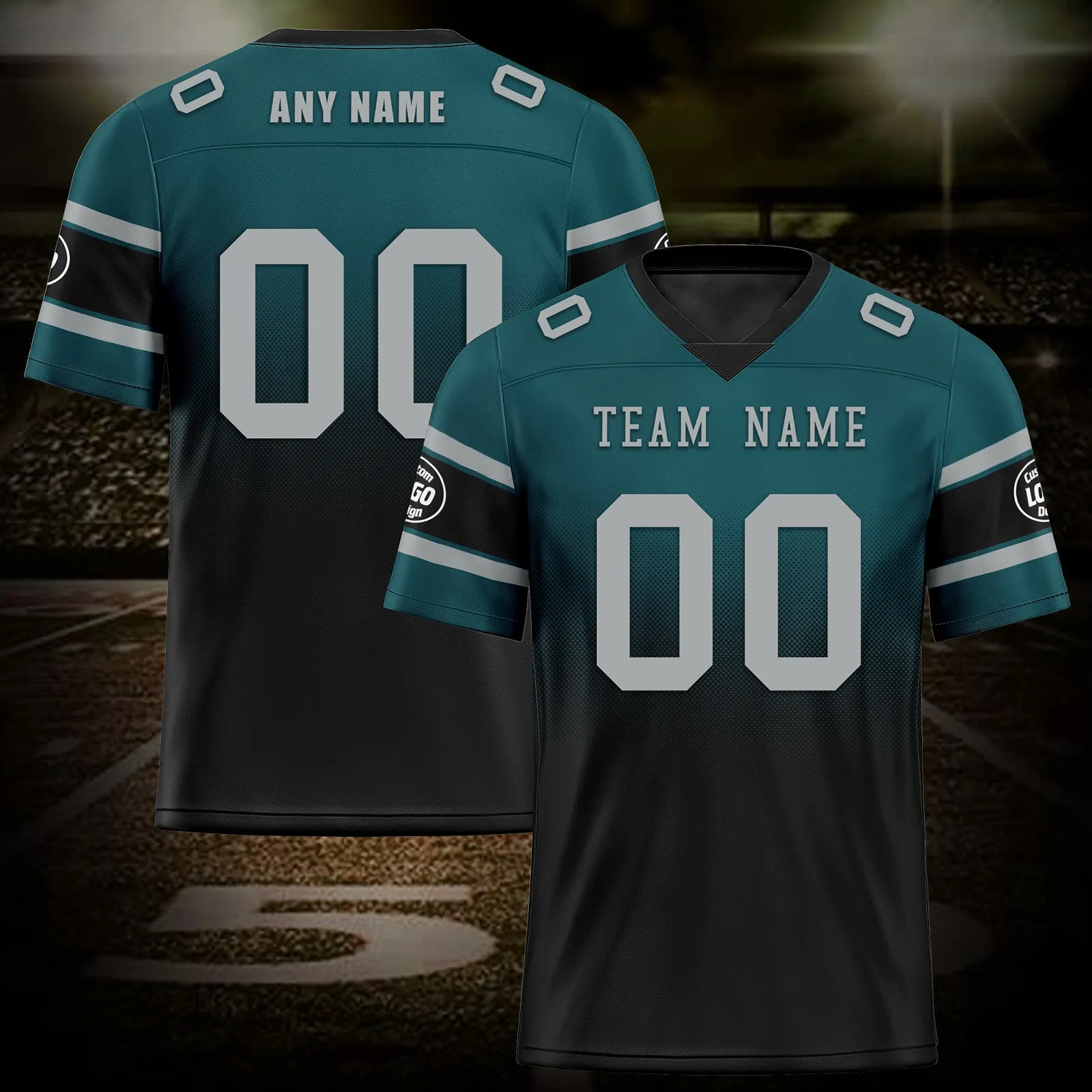 Custom Green Black Philadelphia Personalized Authentic Football Jersey FBJ02-D020249-23