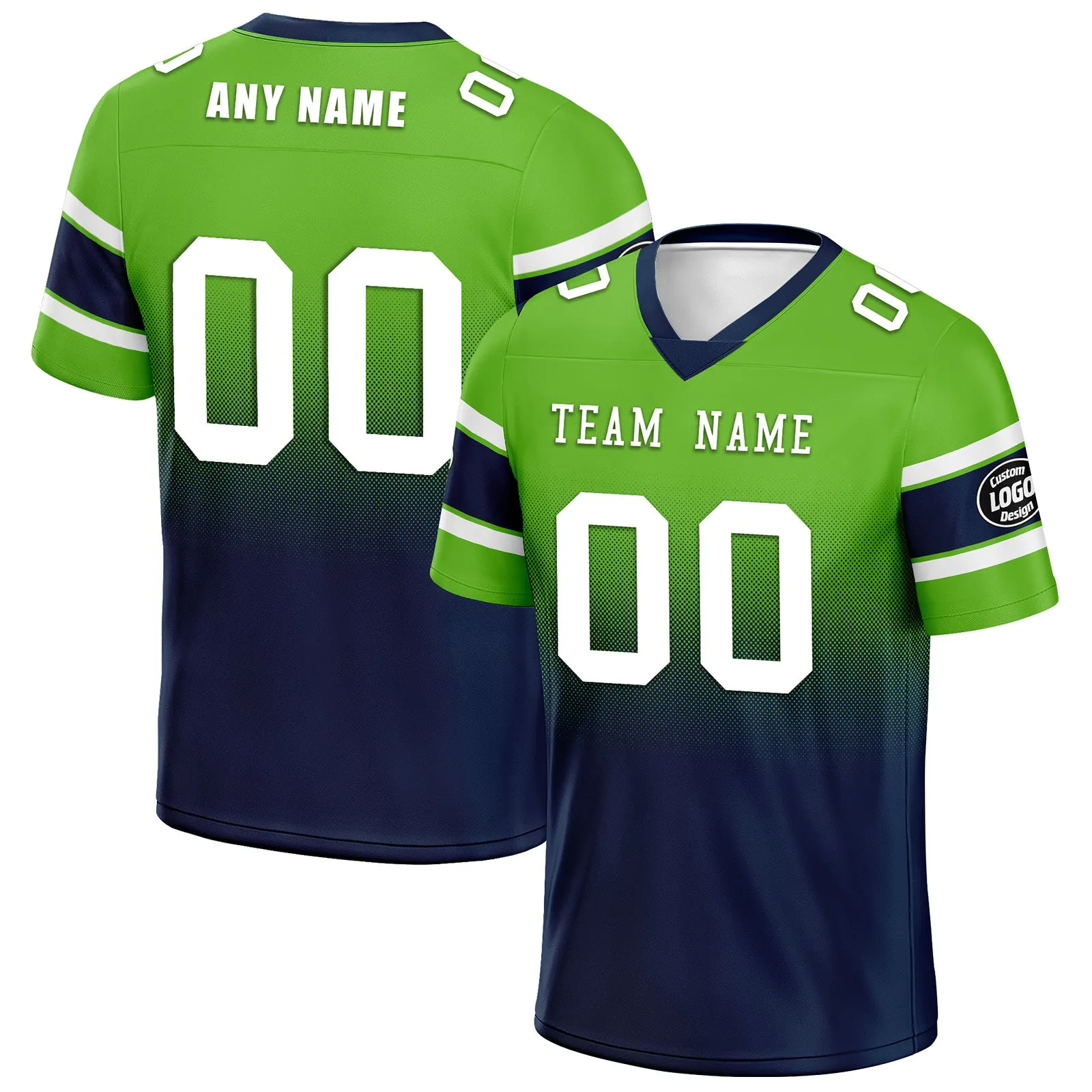 Custom Green Blue Seattle Personalized Authentic Football Jersey FBJ02-D020249-27
