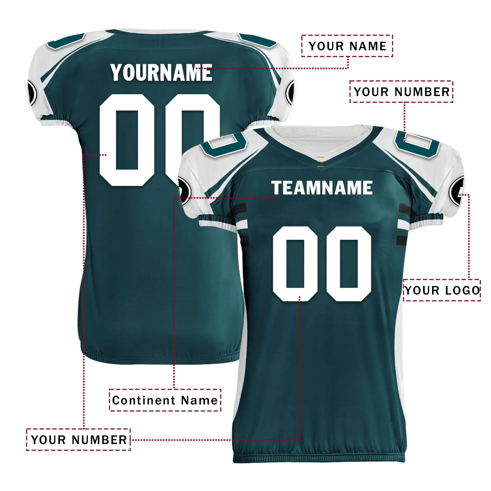 Custom Green White Pennsylvania High-Performance American Football Jersey FBJ06-D023001-23