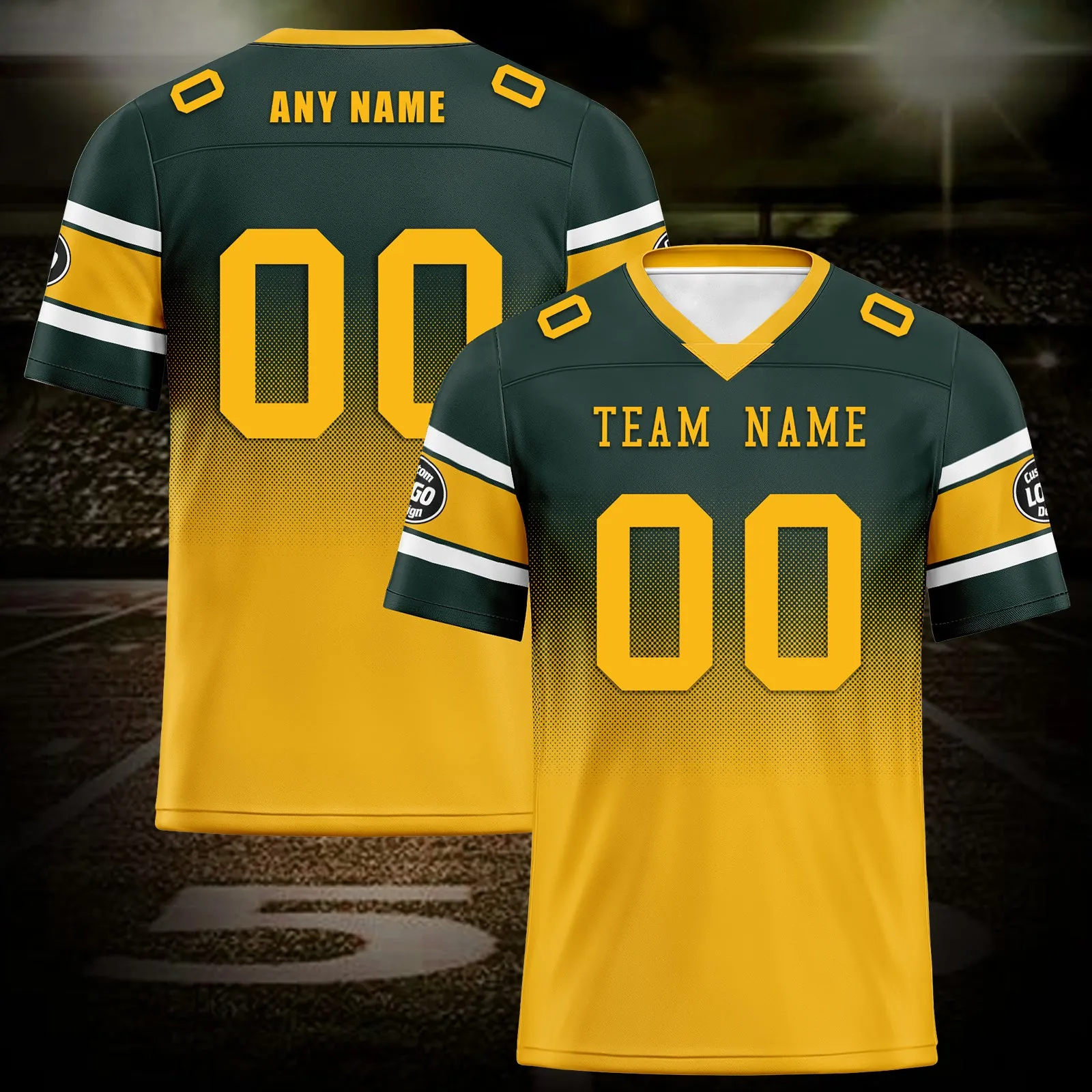 Custom Green Yellow Green Bay Personalized Authentic Football Jersey FBJ02-D020249-13
