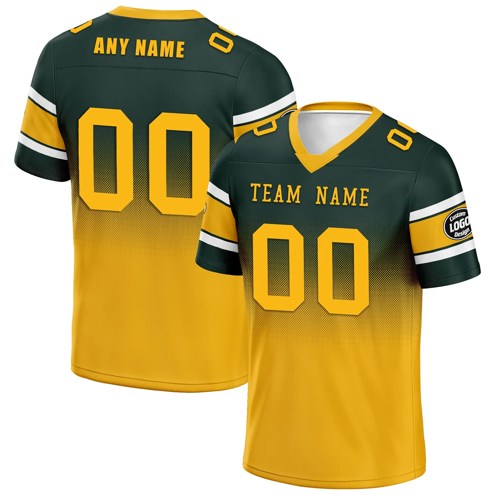 Custom Green Yellow Green Bay Personalized Authentic Football Jersey FBJ02-D020249-13