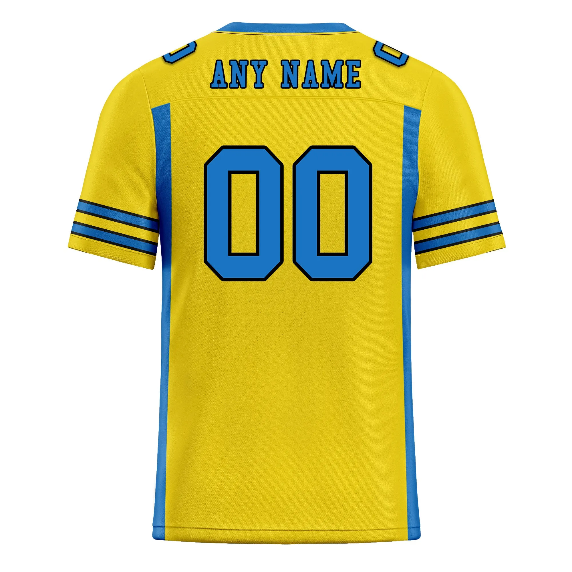 Custom Lemon Yellow Striped Sleeves Personalized Authentic Football Jersey FBJ02-D06051