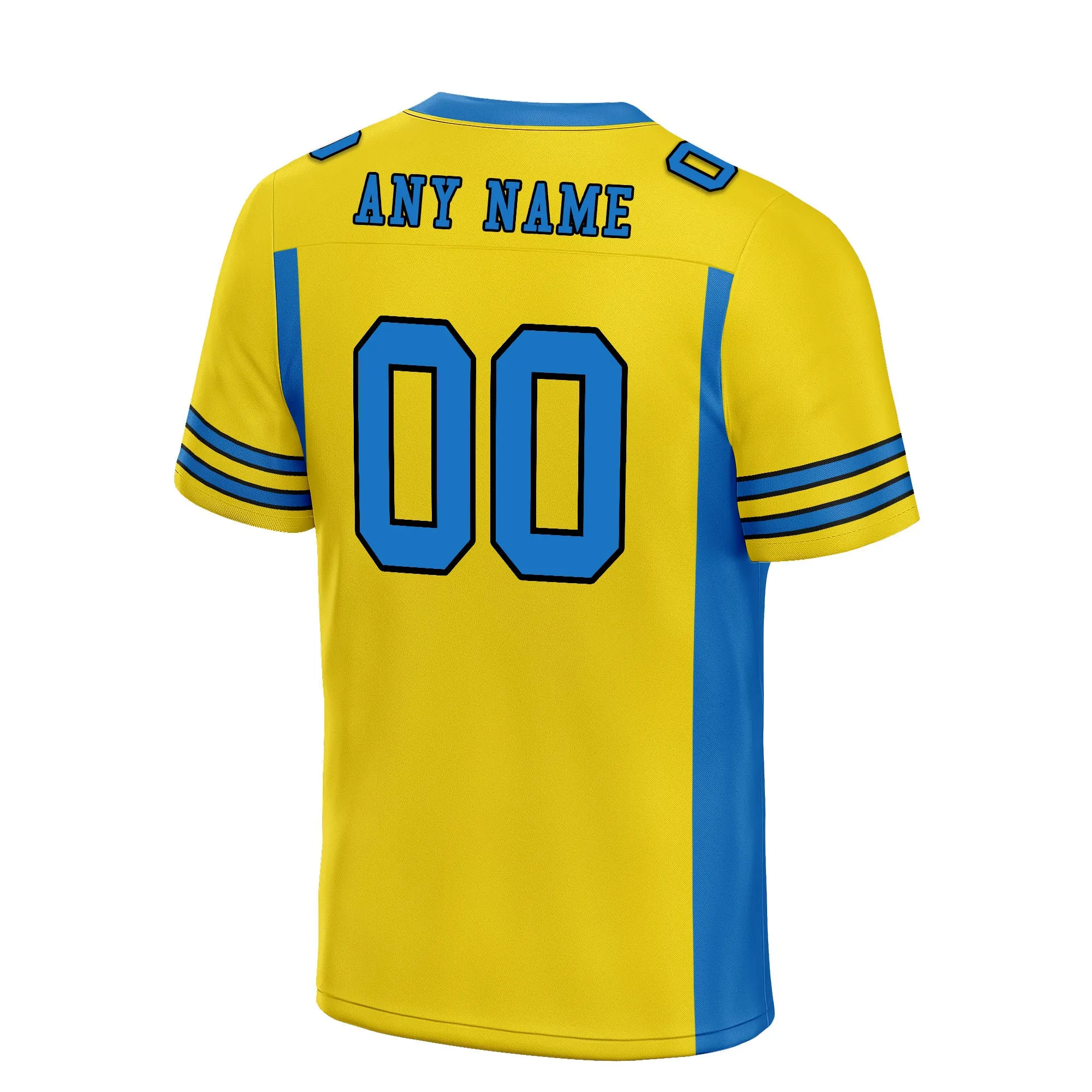 Custom Lemon Yellow Striped Sleeves Personalized Authentic Football Jersey FBJ02-D06051