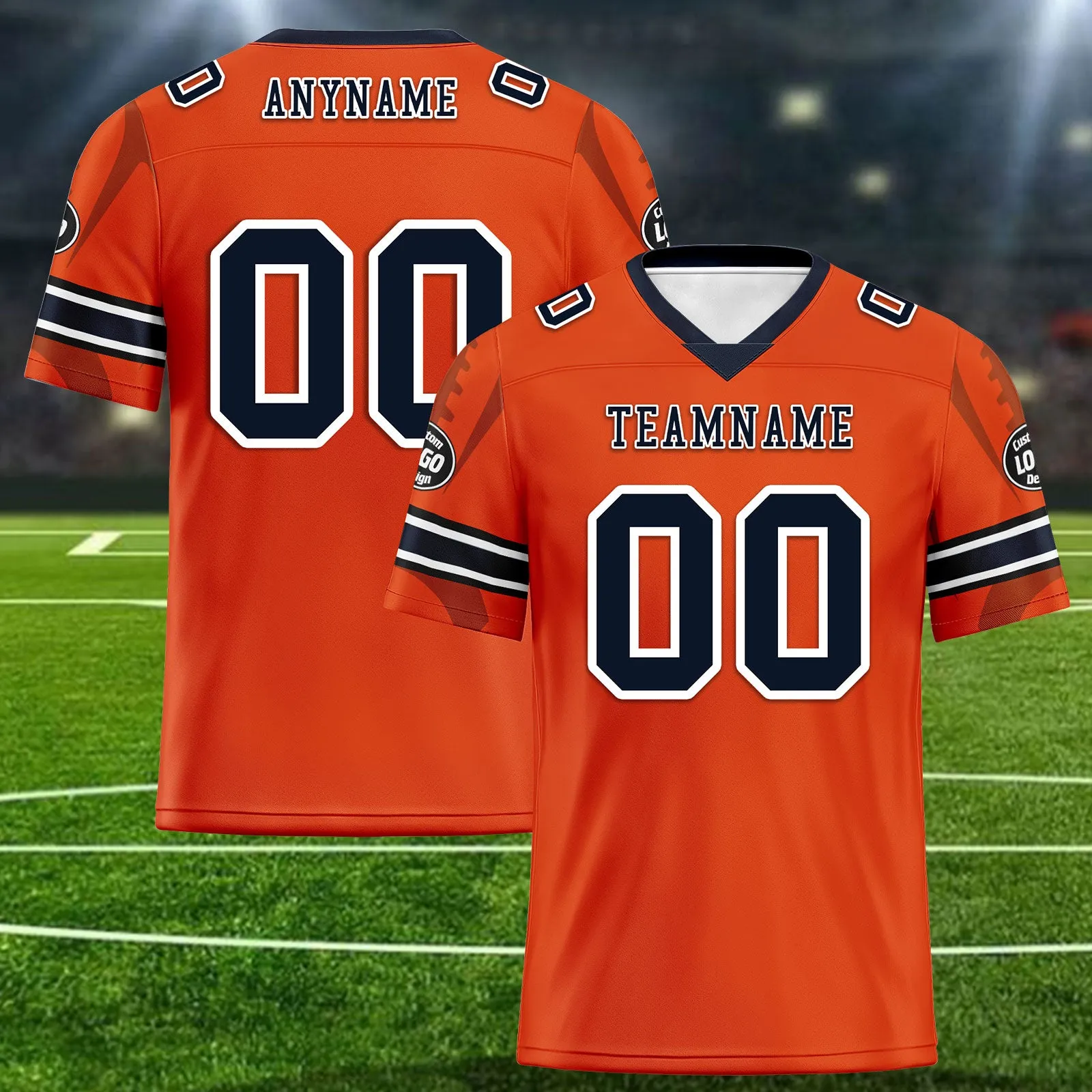 Custom Orange Chicago Personalized Authentic Football Jersey FBJ02-D025033-7