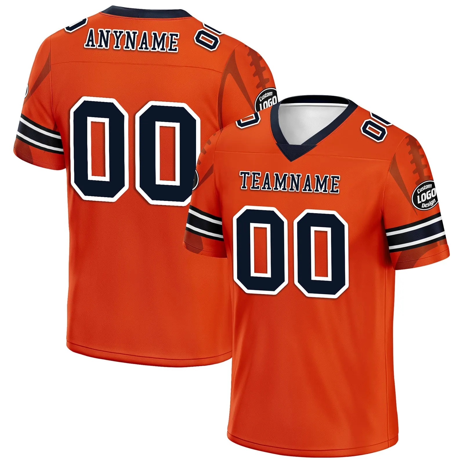 Custom Orange Chicago Personalized Authentic Football Jersey FBJ02-D025033-7
