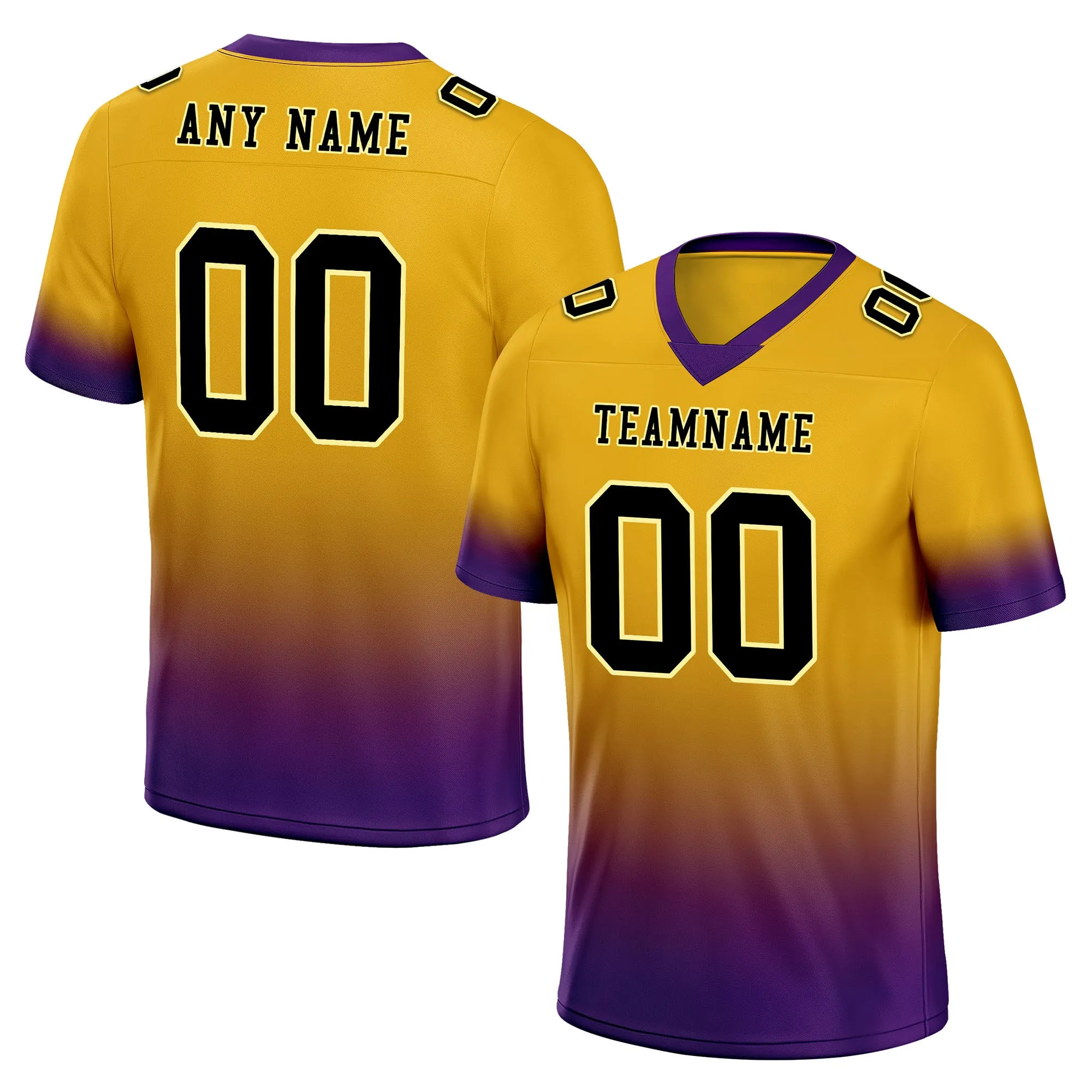 Custom Purple Gold Fade Fashion Personalized Authentic Football Jersey FBJ02-D06095