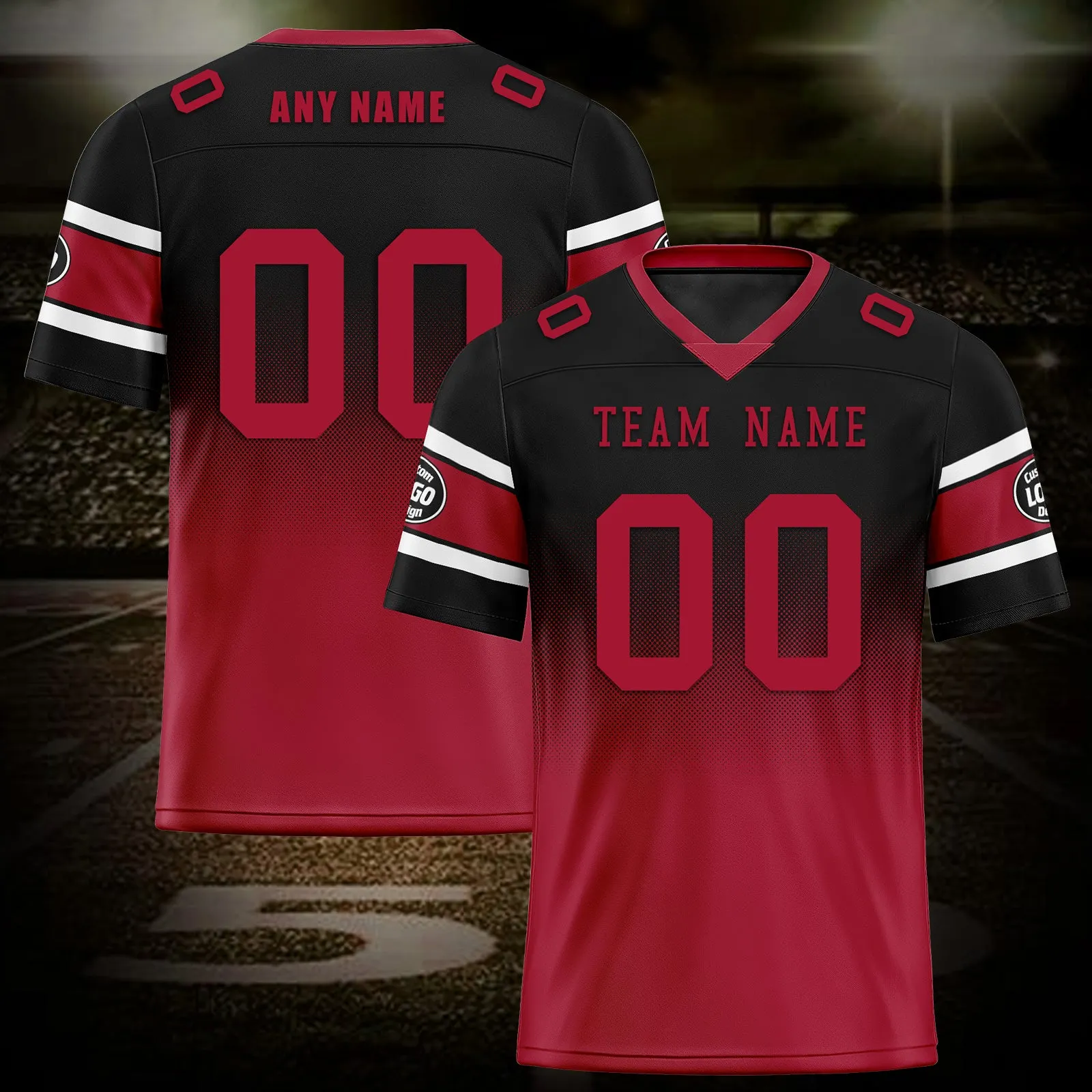 Custom Red Black Atlanta Personalized Authentic Football Jersey FBJ02-D020249-3