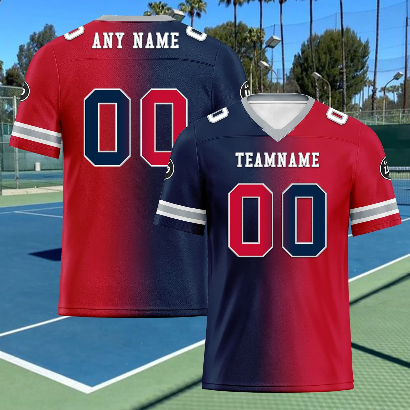 Custom Red Blue Massachusetts Personalized Authentic Football Jersey FBJ02-D028017-29
