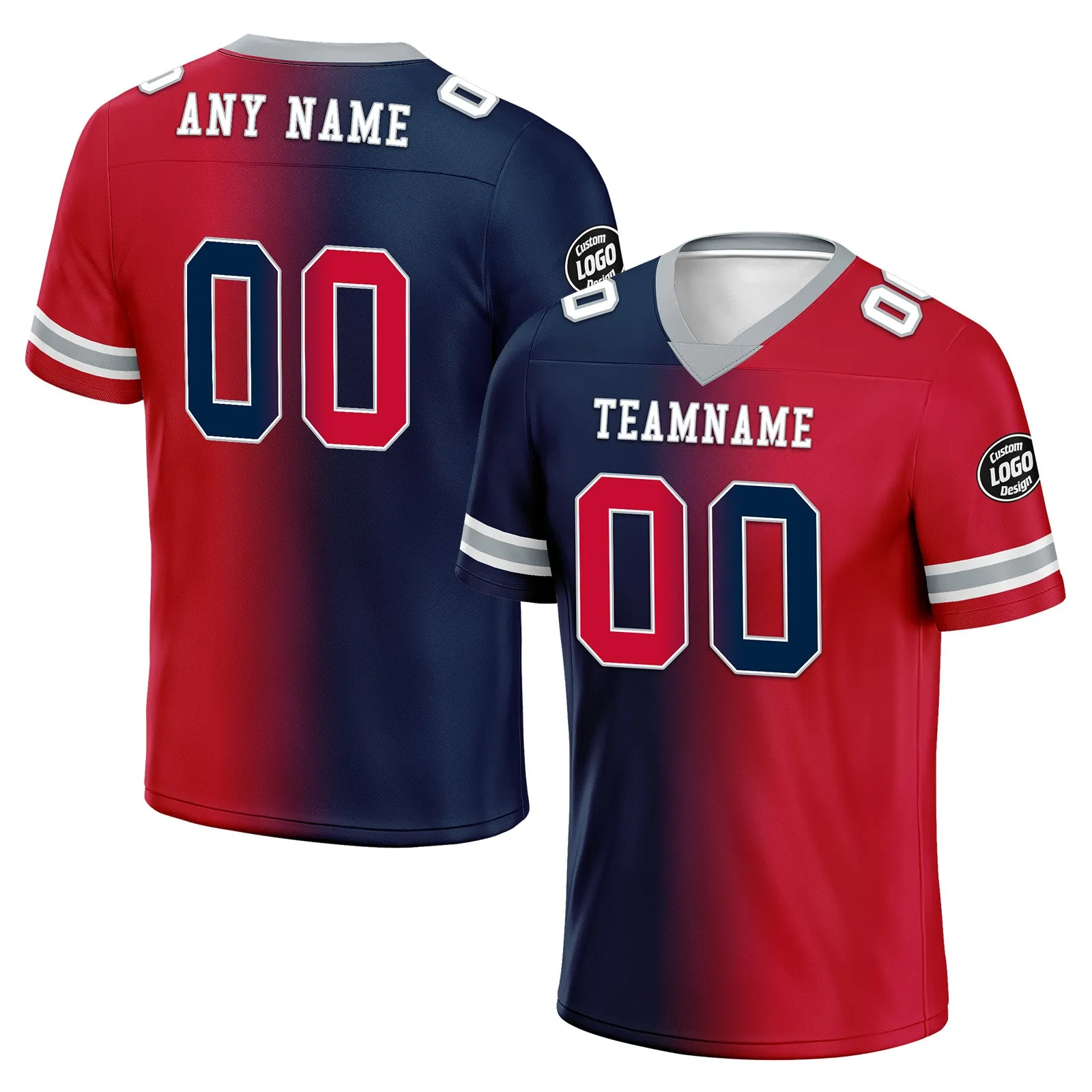Custom Red Blue Massachusetts Personalized Authentic Football Jersey FBJ02-D028017-29